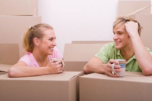 Office relocation planning in Stjohnswood with moving boxes and desks